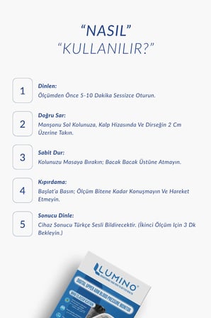 Lumino İngilizce Konuşan Tansiyon Aleti - Pil Dahil & Type-C Girişli - Aritmi Takibi - Büyük Ekran
