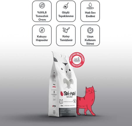 Aktif Karbonlu Sodyum Bentonit Kedi Kumu 10 L