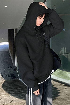 Genius Store Erkek Sweatshirt Kanguru Cepli  İçi Polarlı 3 İplik Kapüşonlu Oversize Sweatshirt KANGURU-SWEATSHIRT