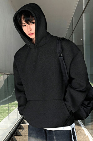 Genius Store Erkek Sweatshirt Kanguru Cepli  İçi Polarlı 3 İplik Kapüşonlu Oversize Sweatshirt KANGURU-SWEATSHIRT