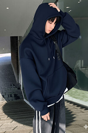 Genius Store Erkek Sweatshirt Kanguru Cepli  İçi Polarlı 3 İplik Kapüşonlu Oversize Sweatshirt KANGURU-SWEATSHIRT