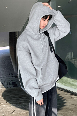 Genius Store Erkek Sweatshirt Kanguru Cepli  İçi Polarlı 3 İplik Kapüşonlu Oversize Sweatshirt KANGURU-SWEATSHIRT