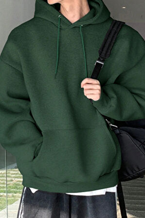 Genius Store Erkek Sweatshirt Kanguru Cepli  İçi Polarlı 3 İplik Kapüşonlu Oversize Sweatshirt KANGURU-SWEATSHIRT