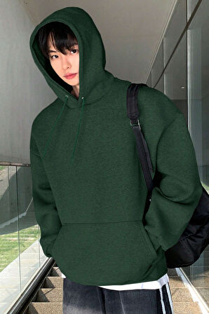 Genius Store Erkek Sweatshirt Kanguru Cepli  İçi Polarlı 3 İplik Kapüşonlu Oversize Sweatshirt KANGURU-SWEATSHIRT