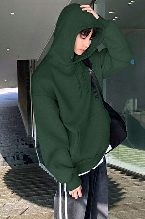 Genius Store Erkek Sweatshirt Kanguru Cepli  İçi Polarlı 3 İplik Kapüşonlu Oversize Sweatshirt KANGURU-SWEATSHIRT