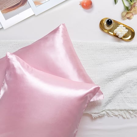 İpeksi Premium Set, İpeksi Saten Yastık Kılıfı,Saten Bone Çift Yönlü,Saten Toka,Kozmetik,Cilt Bakım,Saç Kabarması,Saç Kırılması,Düz Saç,Dalgalı Saç,Kıvırcık Saçlar için,Hediyelik,Çeyizlik (Pembe)