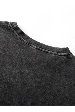 Ribbon Baskılı Yıkamalı Oversize Vintage Tshirt