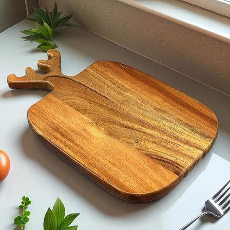 Geyik Boynuzu Akasya Kesme Tahtası Büyük Boy Antibakteriel Yıkanabilir Doğrama Tahtası Dikdörtgen, Yıkanabilir Akasya Kesme Tahtası (35 * 22 * 2cm)