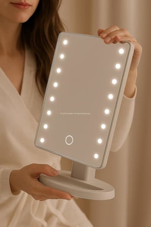 Led Işıklı Makyaj Aynası Dokunmatik 3 Işık Modlu Ayarlanabilir Oynar Başlıklı Masa Üstü Ayna Beyaz Işık Gün Işığı Sıcak Işık