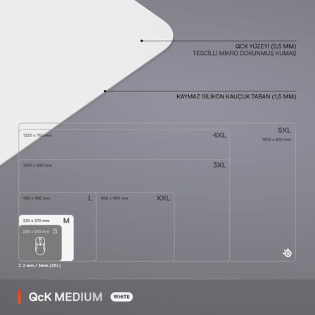 SteelSeries QcK Medium Gaming Oyun Mousepad - Beyaz