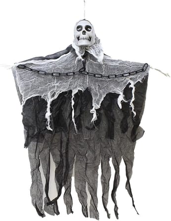 Cadılar Bayramı Işıklı Kuru Kafa Hayalet Asılabilir Halloween Parti Dekoru 90 cm