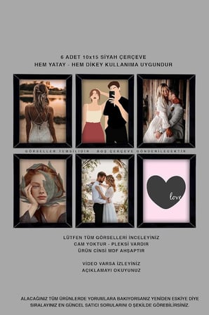 yhfoto 6 Adet 10x15 Siyah Mini Mdf Seti siyah