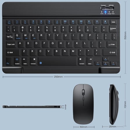 Bluetooth Kablosuz Şarjlı Türkçe Q Klavye Alüminyum Alışım Mini Pilli Mouse Süper Hafif Taşınabillir Bluetooth Eşleştirmeli Midi Klavye 25cm x 15cm