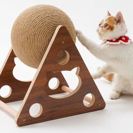 Tineke Ahşap Ipli Kedi Oyuncagi Topu Kedi Tırmalaması