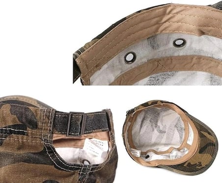 %100 Pamuklu Kamuflaj Askeri Şapka - Ayarlanabilir 55-60cm Terletmez  Şehir Kamp Günlük Kullanım Unisex