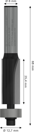Professional Ahşap için debriyaj frezesi, çap 12,7 mm, çalışma uzunluğu 25 mm, 8 mm şaft aksesuarı, el frezesi)