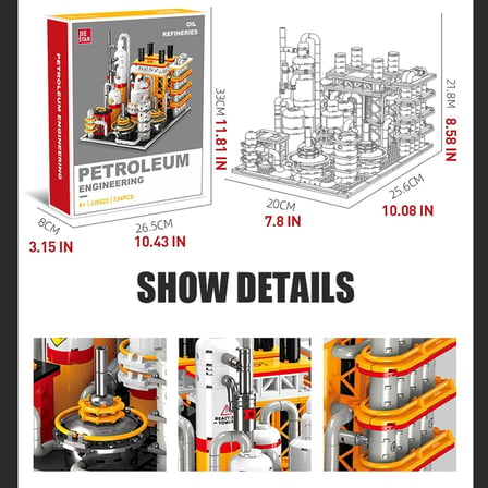 City Gas Station Building JJ9222 734 Parça Modüler Kimyasal Tesis Yapı Seti