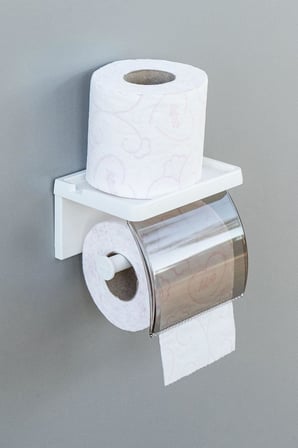 ATA HOME Yapışkanlı Kapaklı Tuvalet Kağıdı Askısı Banyo Tuvalet Kağıtlığı Aparatı Peçetelik Organizer Plastik, Beyaz