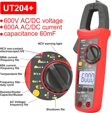 UT204 + Dijital Sıkıştırma Ölçüm Cihazı Sıcaklık Alternatif Akım Doğru Akım Gerilim Direnç Test Cihazı Multimetre