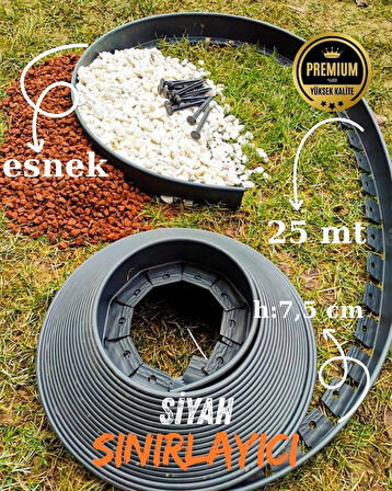 Çim Sınırlayıcı Esnek 25 MT SİYAH Çim Ayırıcı