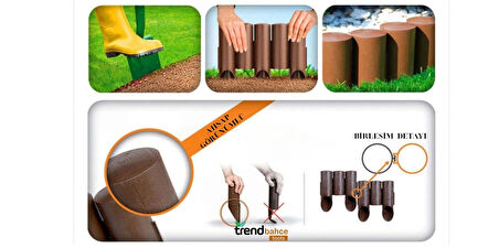 Trendbahce PLASTİK Çim Bordürü 2.3 METRE Çim Ayırıcı YEŞİL