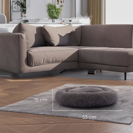 Peluş Kedi ve Köpek Yatağı Beyaz Renkte, Ekonomik Kedi Yatağı Antrasit