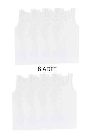 8'li Karışık Renk Erkek Atlet Takım Beyaz