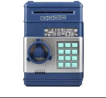 MR Akıllı ATM Kumbara Şifreli Otomatik Kağıt Para Alan Kasa Kumbara Harika bir hediye (Lacivert)