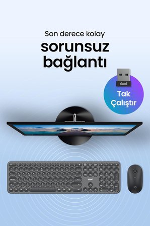MK250 Elegance Combo Sessiz 2.4GHz Kablosuz Türkçe Q Klavye Mouse Seti (Grafit Gri)
