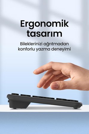 MK250 Elegance Combo Sessiz 2.4GHz Kablosuz Türkçe Q Klavye Mouse Seti (Grafit Gri)