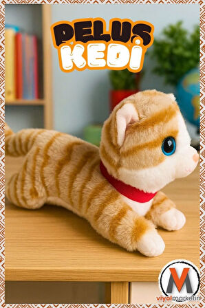 Sevimli Peluş Yavru Kedi 35 cm | Sesli Miyavlayan Oyuncak | Uyku ve Oyun Arkadaşı | 4 Renk Seçeneği