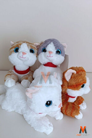Sevimli Peluş Yavru Kedi 35 cm | Sesli Miyavlayan Oyuncak | Uyku ve Oyun Arkadaşı | 4 Renk Seçeneği