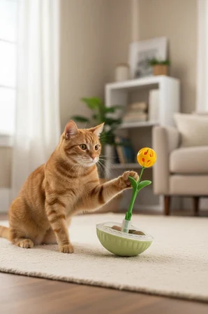 Kedi Oyuncağı Catnip Tumbler Cıngıraklı Yuvarlanan Otomatik Hareketli Kedi Eğlence Oyuncağı Denge Tabanlı İnteraktif Oyuncak