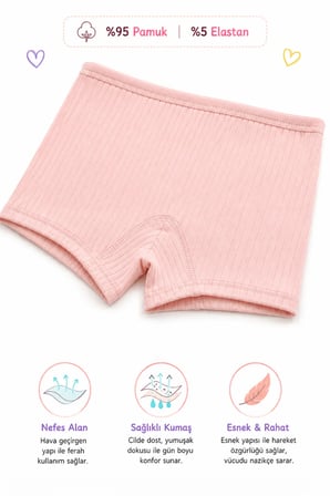 Dondeza Kız Çocuk Boxer Külot Raporlu 3’lü Paket %95 Pamuk %5 Elastan Esnek Bel Yumuşak Dokulu Karışık Renk (DONDEZA YETKİLİ SATICISI)