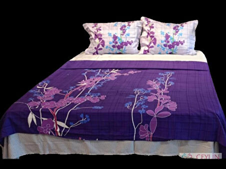 TÜRKİZ ÇİFT KİŞİLİK PAMUK SATEN NEVRESİM TAKIMI PURPLE MOR