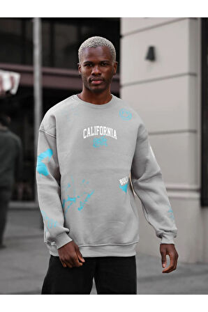 UNISEX CALIFORNIA BASKILI OVERSİZE SWEATSHİRT