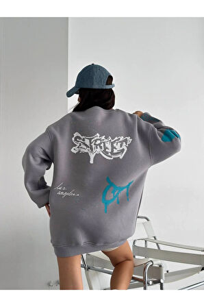 UNISEX CALIFORNIA BASKILI OVERSİZE SWEATSHİRT