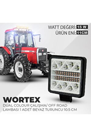 Dual Colour Wortex Çalışma ve Off Road Lambası Beyaz - Turuncu 10.5 Cm