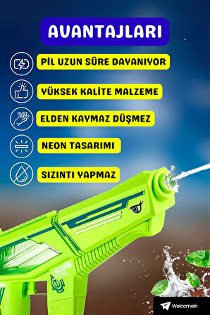 Oyuncak Tam Otomatik Şarjlı Su Tabancası 12 Metre Menzil 40 Cm Dev Su Tabancası