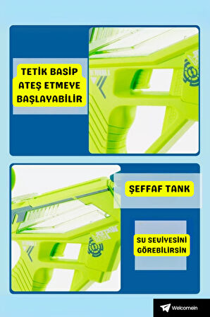 Oyuncak Tam Otomatik Şarjlı Su Tabancası 12 Metre Menzil 40 Cm Dev Su Tabancası