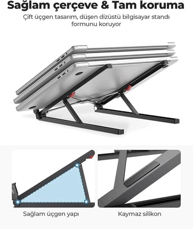 Bix Saiji X2 Taşıma Çantalı Alüminyum Notebook Laptop Standı Siyah