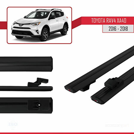 Toyota RAV4 IV (XA40) Post-Facelift 2016-2018 Arası ile Uyumlu BASIC Model Ara Atkı Tavan Barı Siyah 2 Adet