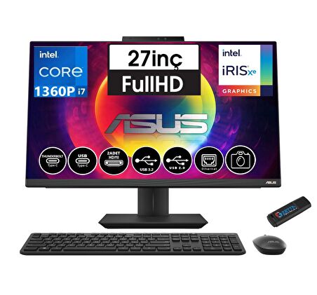 Asus A5702WVAK-I7161TBB0D Intel® Core™ I7-1360P 32GB 512GB SSD WINDOWS11PRO 27" Fhd All In One Bilgisayar I7161TBB0D29+ZETTAUSBBELLEK