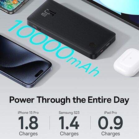 Baseus Çift Yönlü Super Şarj 15W 10000mah Powerbank Ultra İnce Huawei Samsug Xiaomi İphone Şarj Powerbank