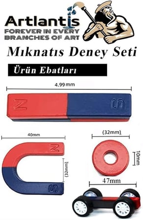 Mıknatıs Seti 10 Parça 1 Paket Deney Malzemesi Okul Projeleri İçin Manyetik U I Araba Halka Mıknatıs Deney Oyun Seti Eğitici