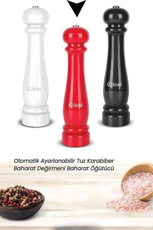 Pilli Seramik Otomatik Ayarlanabilir Tuz Karabiber Değirmeni Kuru Baharat Öğütücü (Hediyelik) 4810 3