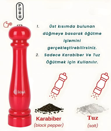 Pilli Seramik Otomatik Ayarlanabilir Tuz Karabiber Değirmeni Kuru Baharat Öğütücü (Hediyelik) 4810 3