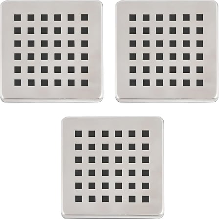 3’lü Set Paslanmaz Çelik Kare Delikli Banyo Yer Süzgeç Izgarası Üst Kapak – 10x10 cm Süzgeçlerle Uyumlu Dayanıklı Yedek Kapak