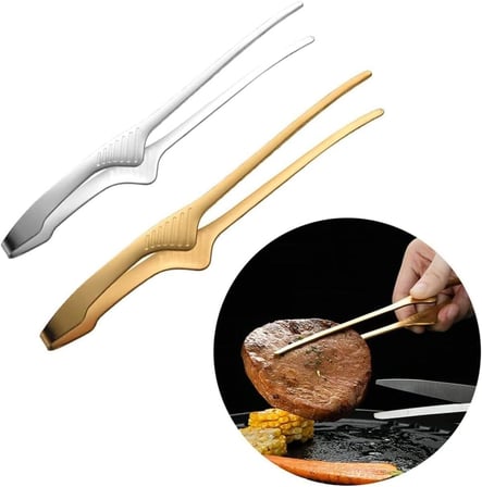 Paslanmaz Çelik Servis &amp; Izgara Maşası – Et Sebze Salata İçin Dayanıklı Mutfak Maşası (Gümüş)
