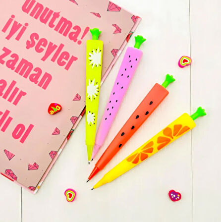 4 adet 0.7 Uçlu Meyveler Versatil Kalem Seti (Karpuz, Çilek, Kivi, Greyfurt)